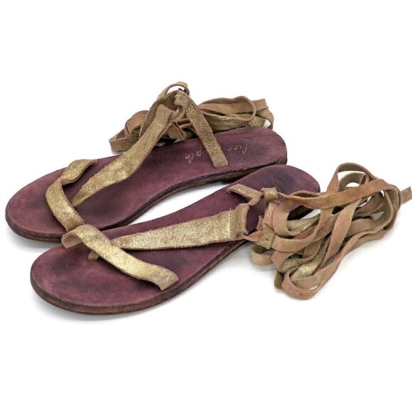 Free People Dahlia Lace Up Wrap Gladiator Sandals - Picture 4 of 6